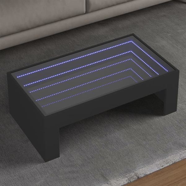 Mesa de centro con Infinity LED negro 90x50x30 cm D