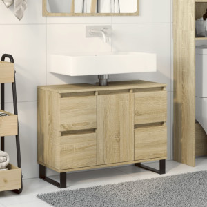 Mueble de baño madera de ingeniería roble Sonoma 80x33x60 cm D