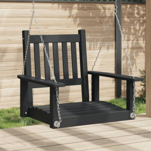 Silla columpio jardín con cadenas de metal madera abeto negro D