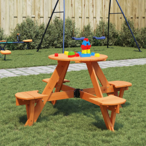 Mesa de picnic para 4 niños agujero para sombrilla madera abeto D