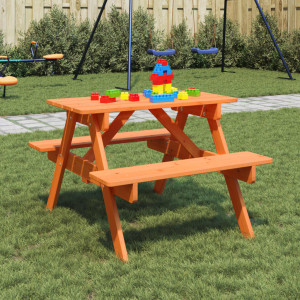 Mesa de picnic para 4 niños agujero para sombrilla madera abeto D