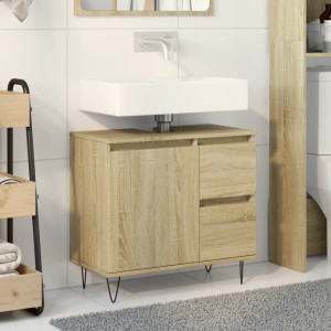 Armario de baño madera contrachapada roble Sonoma 65x33x60 cm D