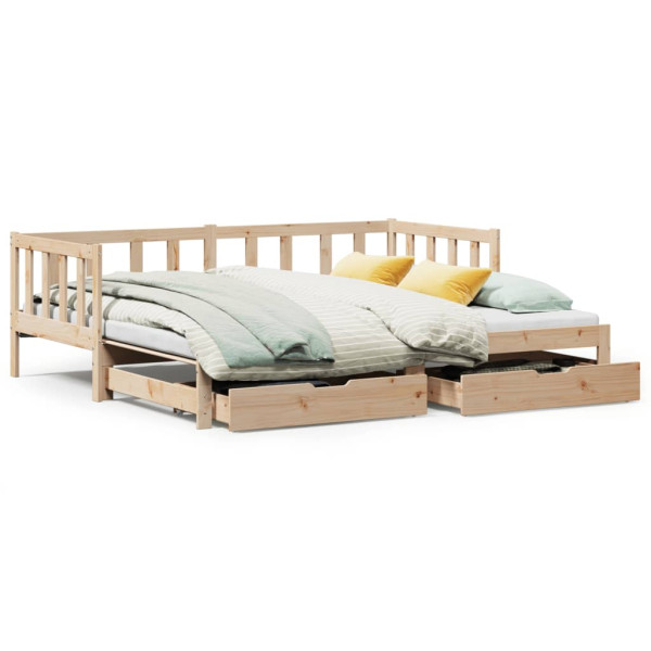 Sofá-cama ninho com gavetas madeira maciça de pinheiro 90x190 cm D