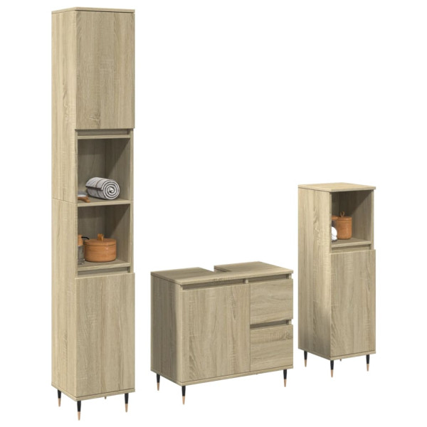 Set de muebles de baño 3 pzas madera contrachapada roble Sonoma D