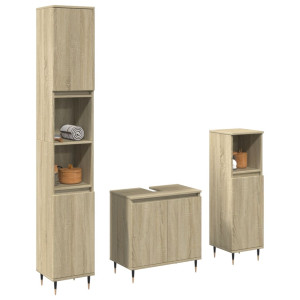 Set de muebles de baño 3 pzas madera contrachapada roble Sonoma D