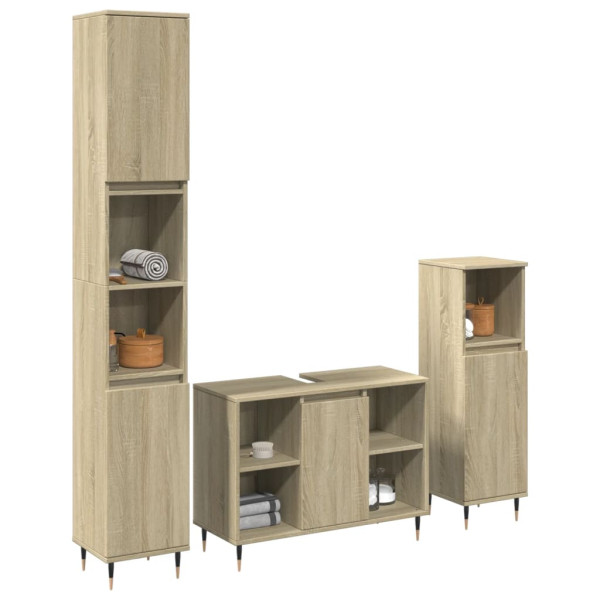 Set de muebles de baño 3 pzas madera contrachapada roble Sonoma D