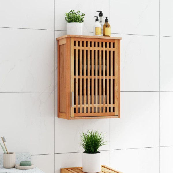 Armario de baño para pared madera maciza de nogal 42x23x60 cm D