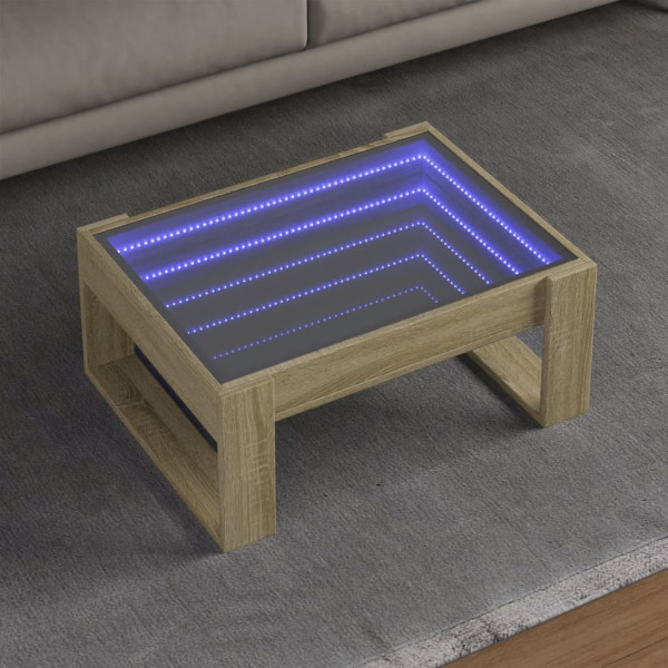 Mesa de centro con Infinity LED roble Sonoma 70x53x30 cm D