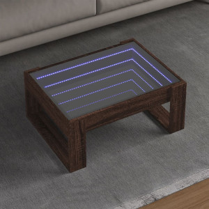 Mesa de centro con Infinity LED marrón roble 70x53x30 cm D