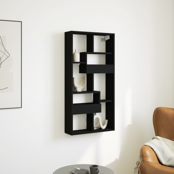 Armario de pared madera de ingeniería negro 50x15x100 cm D