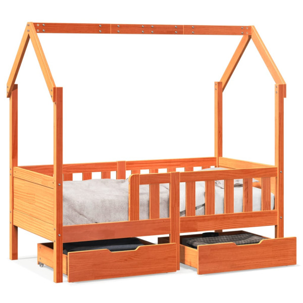 Estrutura de cama infantil com gavetas de madeira 80x160cm D