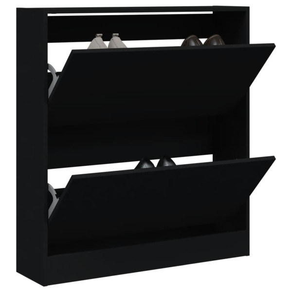 Zapatero de madera de ingeniería negro 80x21x87.5 cm D