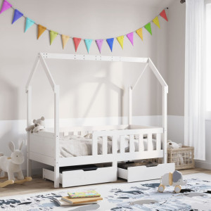 Estructura de cama infantil con cajones madera de pino 80x160cm D