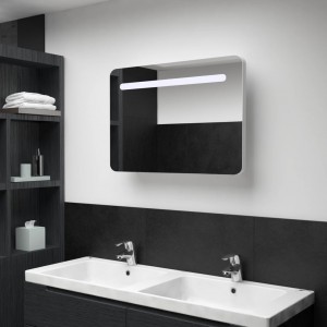 Mueble de baño con espejo LED 80x9.5x55 cm D