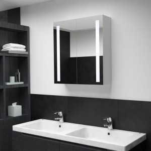 Mueble de baño con espejo LED 60x14x62 cm D