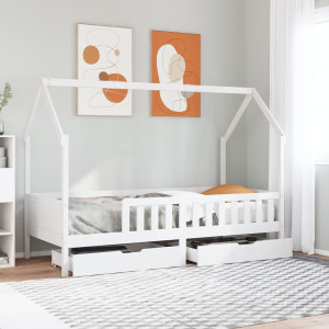 Estrutura de cama infantil com gavetas de madeira 90x190 cm D