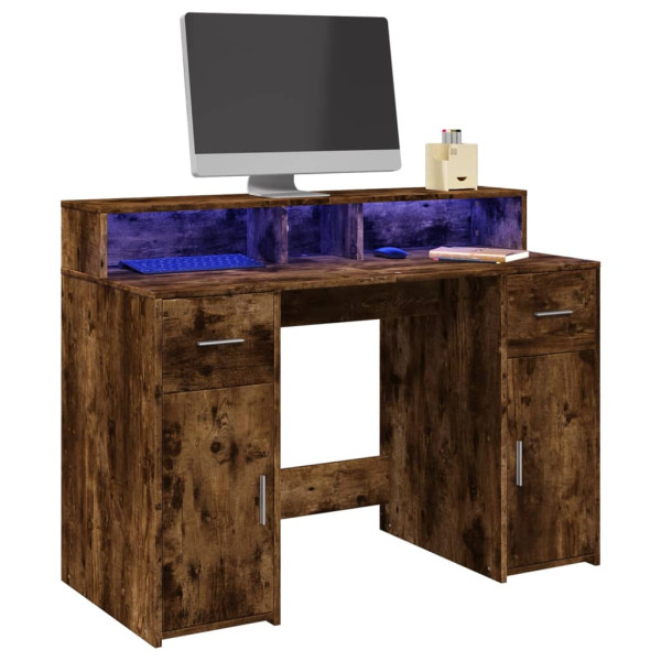 Mesa com LED Engenharia de Madeira Smoked Oak 120x55x91 cm D