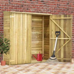 Caseta herramientas jardín madera pino impregnada 163x50x171 cm D