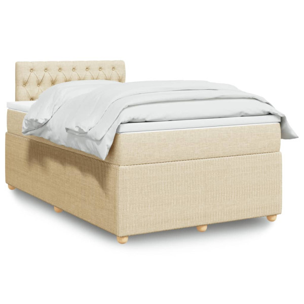 Cama box spring com colchão de tecido creme 120x190 cm D