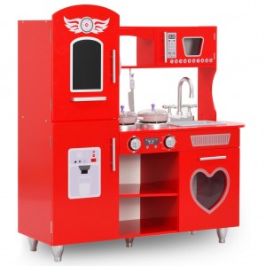 Cozinha de brinquedo MDF vermelha 80x31x89 cm D