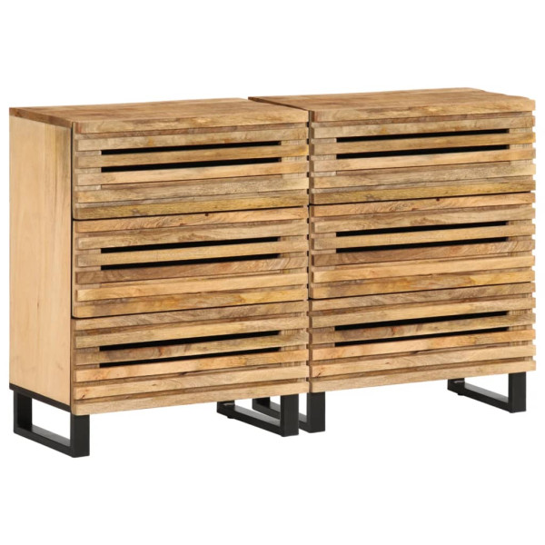 Aparador 2 pzas madera maciza de mango rugosa 60x34x75 cm D