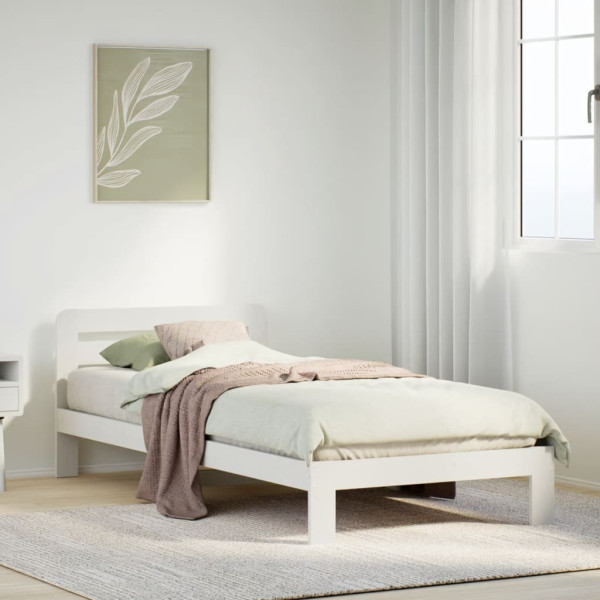 Estructura de cama sin colchón madera maciza blanca 75x190 cm D