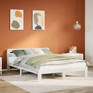 Estructura de cama sin colchón madera maciza blanca 120x190 cm D