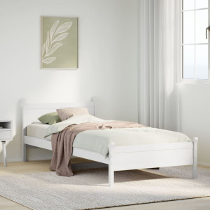 Estructura de cama sin colchón madera maciza blanca 75x190 cm D