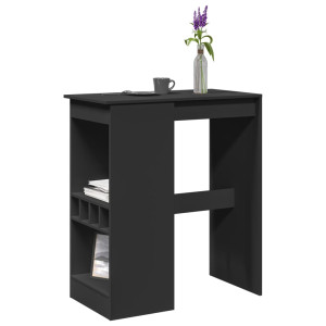 Mesa alta con estantes madera ingeniería negra 90x47.5x103.5 cm D