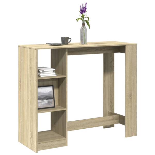 Mesa bar con estante madera roble Sonoma 124x46x103.5 cm D