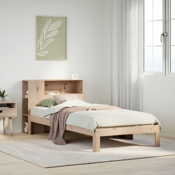 Cama con estantería sin colchón madera maciza de pino 100x200cm D