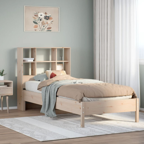 Cama con estantería sin colchón madera maciza de pino 90x200 cm D