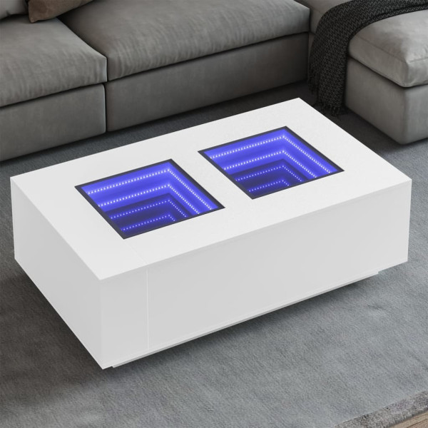 Mesa de centro con LED Infinity blanca 116x69x40 cm D