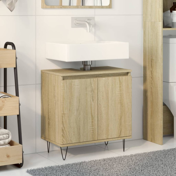 Armario de baño madera de ingeniería roble Sonoma 58x33x60 cm D