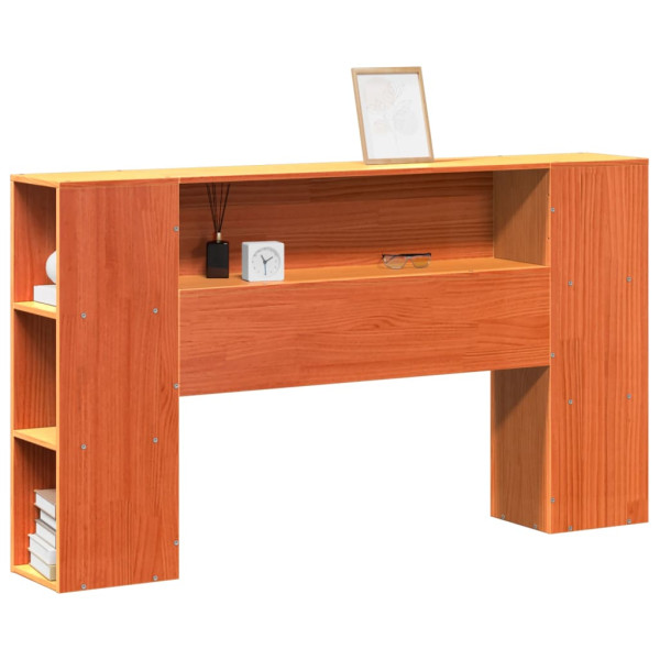 Cabecero de cama almacenaje madera maciza pino marrón 160 cm D