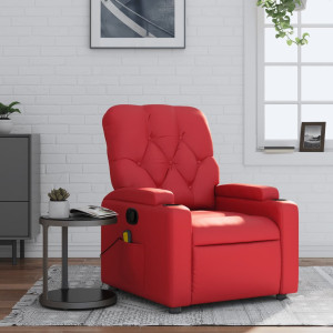 Sillón de masaje reclinable cuero sintético rojo D