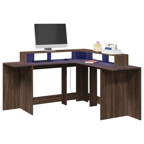 Mesa com engenharia de carvalho de madeira LED 152x152x91 cm D