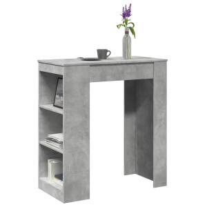 Mesa alta bar con estantes madera gris hormigón 95x47x103.5 cm D