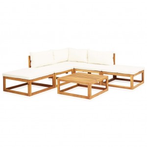 Jogo móveis de jardim e almofadas 6 peças de madeira maciça acacia D