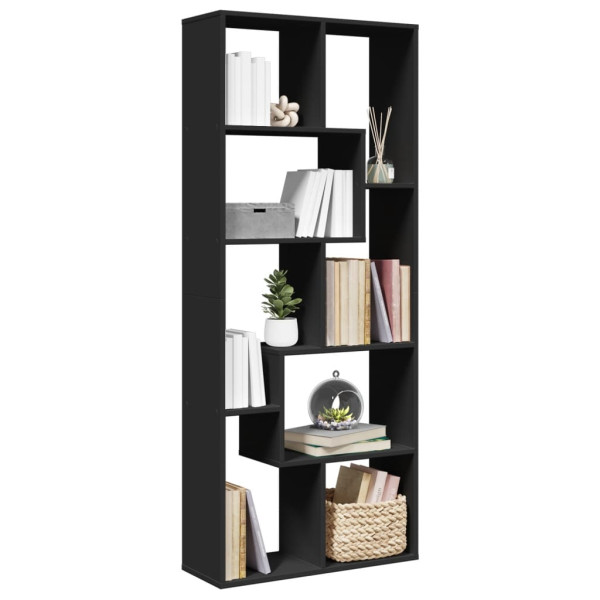 Librería divisora madera de ingeniería negra 67x25x161.5 cm D