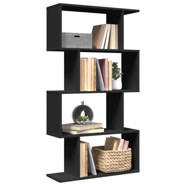 Librería divisora 4 niveles madera ingeniería negra 70x24x129cm D