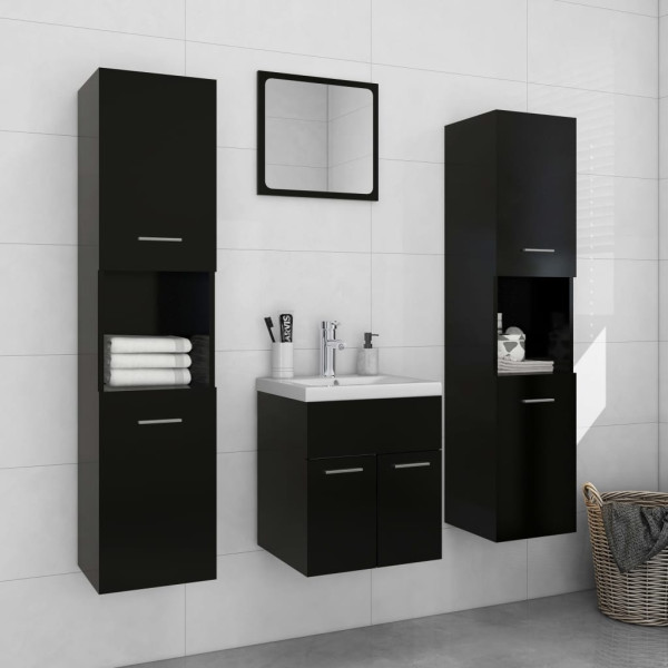 Juego de muebles de baño madera de ingeniería negro D