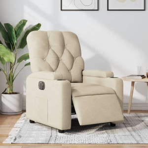 Sillón reclinable eléctrico de tela crema D