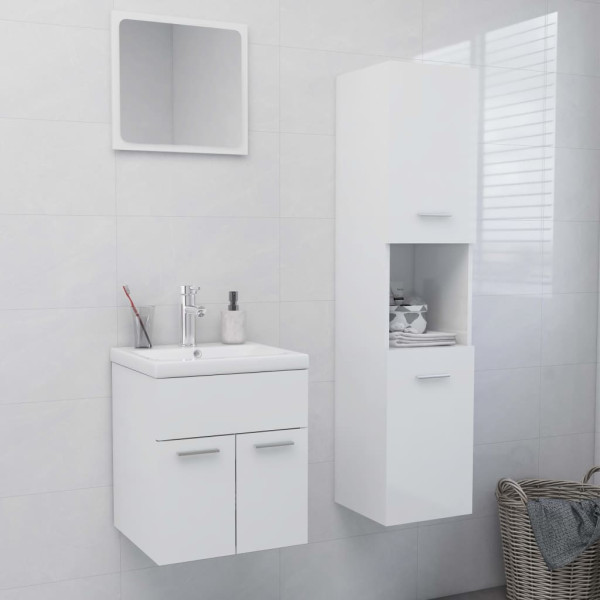 Conjunto de muebles de baño madera de ingeniería blanco brillo D