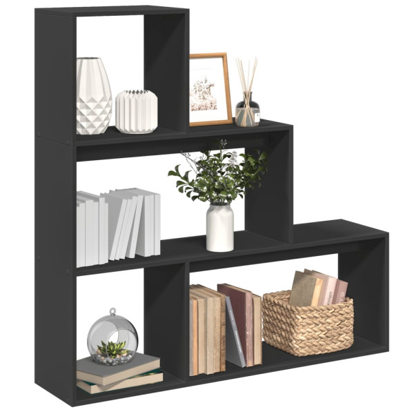 Librería divisora 3 niveles madera negro 123x29x123 cm D