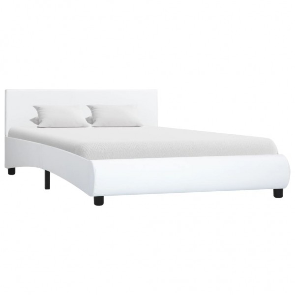 Estructura de cama de cuero sintético blanco 120x200 cm D