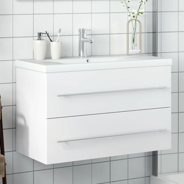 Mueble de baño con lavabo integrado blanco D