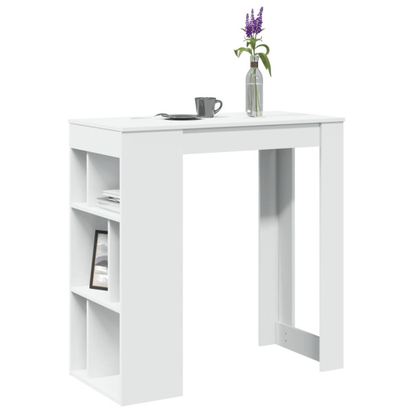 Mesa bar con estantes madera ingeniería blanca 102x50x103.5 cm D