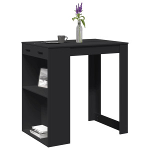 Mesa alta de bar madera ingeniería negra 102x70x103.5 cm D