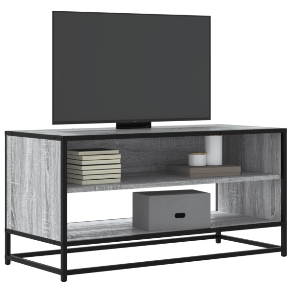 Mueble TV madera ingeniería y metal roble ahumado 91x40x46 cm D